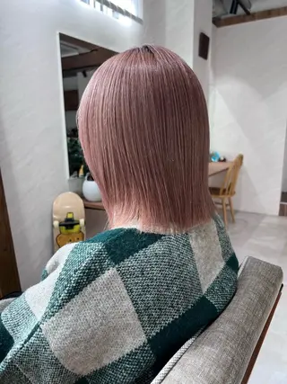 ミディアム カラー 艶ボブ🤎ボブパーマ 透明感カラー\メンズのヘアスタイル