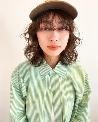 ミディアム カラー パーマ ヘアアレンジ メンズ キッズ ネイル マツエク・マツパ パーマスタイル🔅 sayacaのヘアスタイル