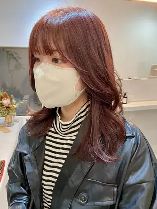 セミロング ブリーチなしカラー ダブルカラーエクステのヘアスタイル