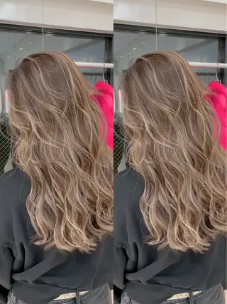 ロング カラー 表参道/ハイライト バレイヤージュのヘアスタイル