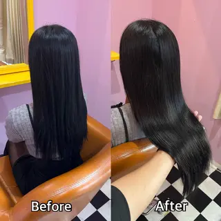 ロング シール＋ちび編み込み エクステ梅田🐨のヘアスタイル