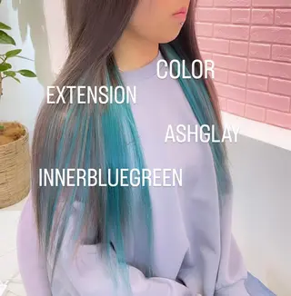 ロング カラー エクステ🩵ブリーチ 韓国ヘア🩵KAEのヘアスタイル