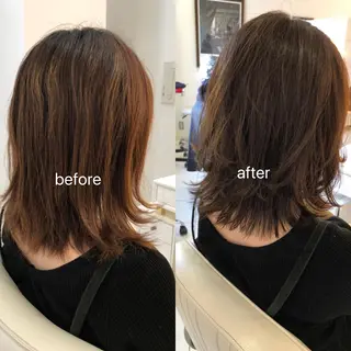 ミディアム カラー 店長/mao/ 前髪/顔周りカットのヘアスタイル