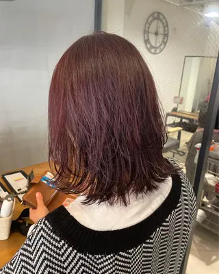 ミディアム 暖色カラー🍊 ボブ🌿顔周りcutのヘアスタイル