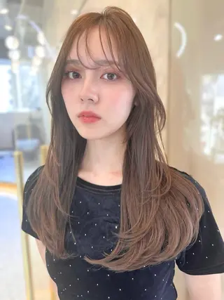 セミロング カラー 新宿/韓国レイヤー 髪質改善カラー/角所のヘアスタイル