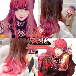 セミロング カラー 推しカラー💫 ブリーチ💫若菜覚のヘアスタイル