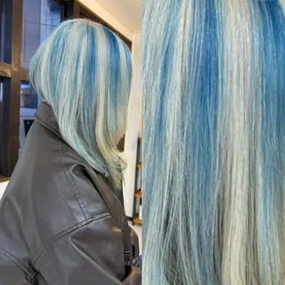 ロング あやか/ハイトーンカ ラー/デザインカラーのヘアスタイル