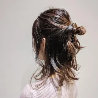 セミロング 浜田りほ Luxbe 博多バスターミナルのヘアスタイル