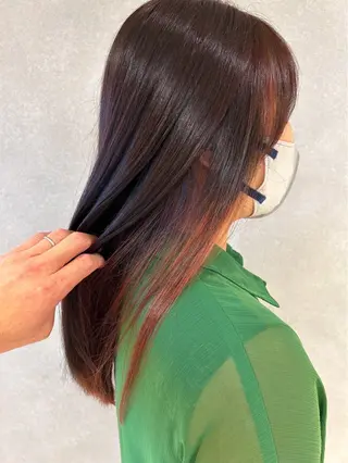 ロング カラー 髪質改善✨透明感カラ ー🌈シエルブルーのヘアスタイル