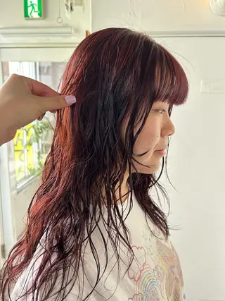 ロング カラー パーマ 小川真歩/パーマ /暖色オリーブのヘアスタイル