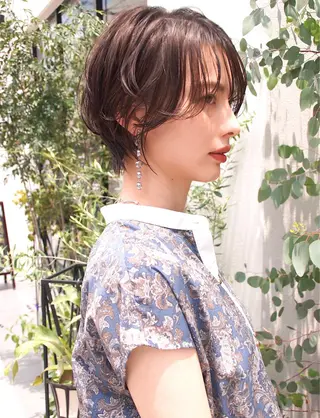 ショート カラー hoNua. 栄/透明感カラーのヘアスタイル