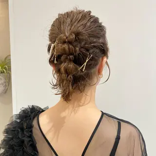 ミディアム ヘアアレンジ ベージュ/アレンジ /横浜/杉本千夏のヘアスタイル