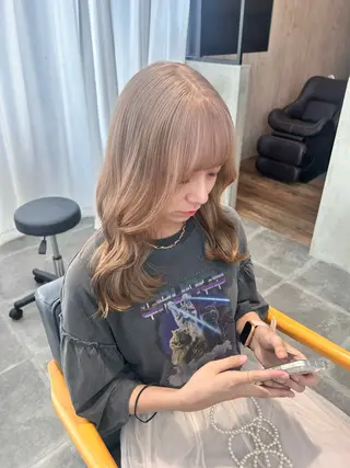 セミロング カラー 韓国×髪質改善カラー 💎hinaのヘアスタイル