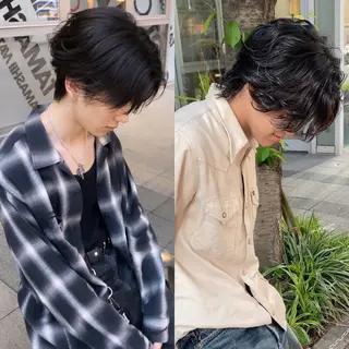 メンズ 透明感ブリーチ/ メンズパーマのヘアスタイル