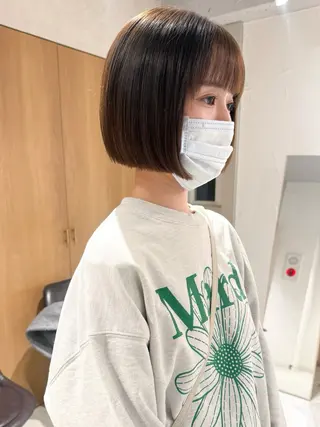 ショート カラー 似合わせぷつっとボブ 縮毛矯正 久保田彩菜のヘアスタイル