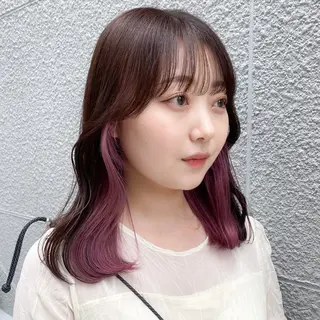 ミディアム カラー ヘアアレンジ 💗💗韓国レイヤー yu-ki💗💗のヘアスタイル