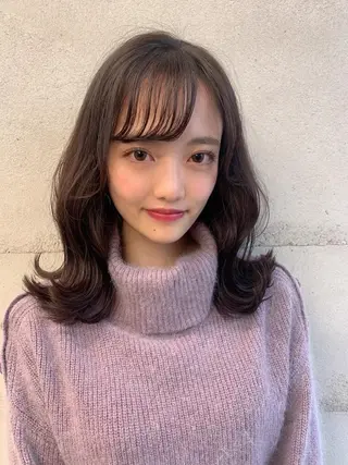 ミディアム カラー 透明感/オリーブ/ グレージュ/YUKAのヘアスタイル