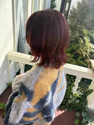 ミディアム カラー パーマ 江原 彩華のヘアスタイル