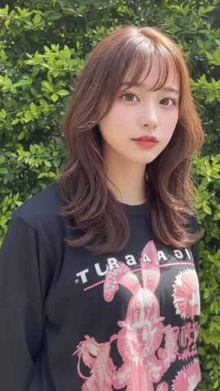 セミロング パーマ カラー さく/髪質改善× 縮毛矯正/町田のヘアスタイル