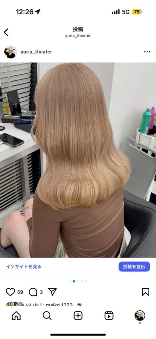 ロング カラー モテ髪💕ハイトーン ベージュ yuriaのヘアスタイル