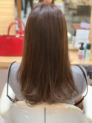 セミロング カラー 髪質改善/縮毛矯正 /ブリーチ矯正/岡部のヘアスタイル