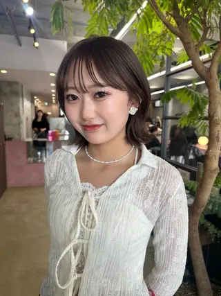 ミディアム カラー 岡本 舞/暖色カラーのヘアスタイル