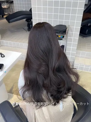 ロング カラー ヘアアレンジ メンズ キッズ ブリーチなしカラー/ ブラウン/レイヤーのヘアスタイル
