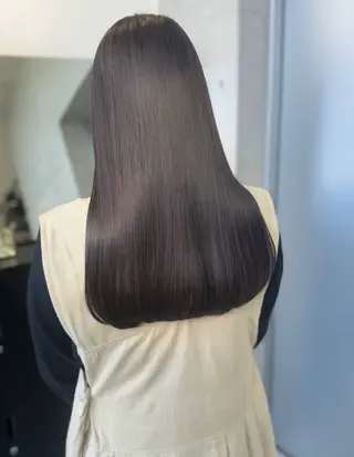 ロング カラー パーマ ヘアアレンジ 透明感/オリーブ/ グレージュ/YUKAのヘアスタイル