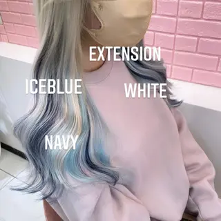 ロング カラー エクステ🩵ブリーチ 韓国ヘア🩵KAEのヘアスタイル
