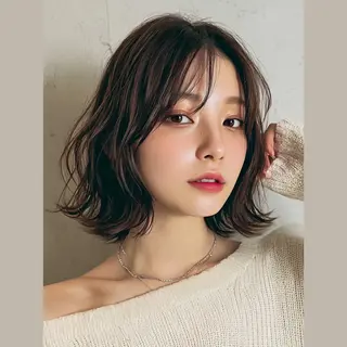 ミディアム カラー Misora/ボブ/ レイヤー/艶カラーのヘアスタイル