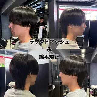 ミディアム パーマ ヘアアレンジ 【フェザーパーマ】 【縮毛矯正】鶴田文のヘアスタイル