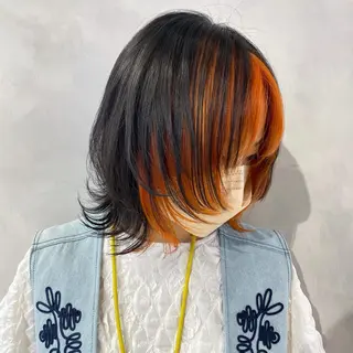 ミディアム カラー デザインカラー/パー マ🦖外岡咲希🦖のヘアスタイル