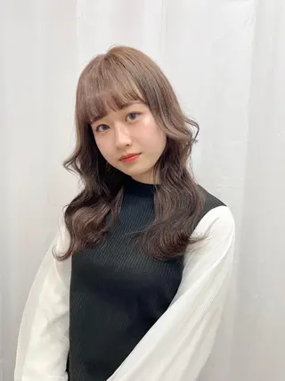 セミロング カラー ヘアアレンジ 🎀taro ブリーチなしカラーのヘアスタイル