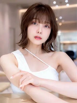 ミディアム カラー 渋谷/レイヤーボブ・ 韓国ボブ特化/楓のヘアスタイル