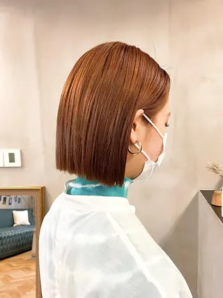 ミディアム カラー ハル🌸柔色/ ブリーチなし/艶髪のヘアスタイル