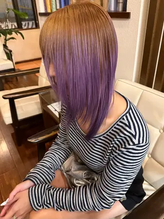 ミディアム カラー 髪質改善ｶﾗｰ ｹｱﾌﾞﾘｰﾁ/ﾀﾑのヘアスタイル