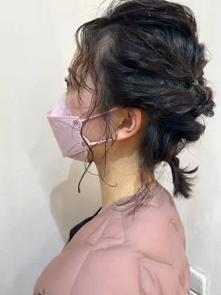 セミロング カラー ヘアアレンジ きむえり/髪質改善 /セット/カラーのヘアスタイル