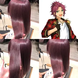 セミロング カラー 推しカラー✨ オタク美容師ユウカのヘアスタイル