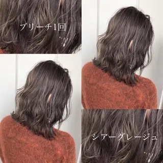 セミロング カラー 🥞ベージュ系カラー 【すずきりほ】🥞のヘアスタイル