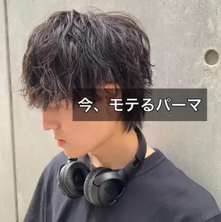 メンズ 透明感ブリーチ/ メンズパーマのヘアスタイル