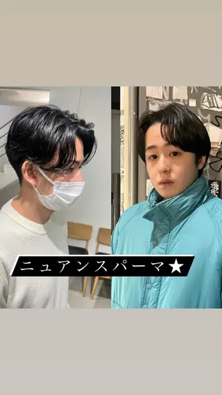 ショート カラー パーマ メンズ スパイラルパーマ 🌐hina⭐️のヘアスタイル