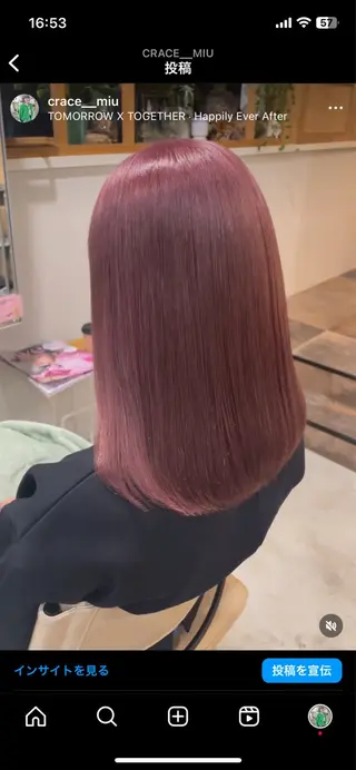 ミディアム カラー チグサ ミウのヘアスタイル