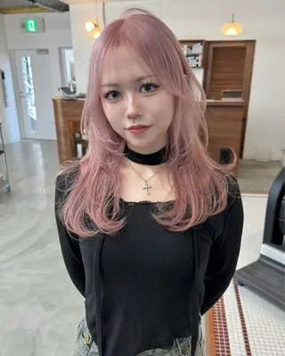 セミロング カラー ブリーチ/ハイトーン ダブルカラー/川上のヘアスタイル