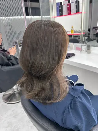 セミロング カラー パーマ ヘアアレンジ メンズ キッズ ブリーチなしカラー/ ブラウン/レイヤーのヘアスタイル