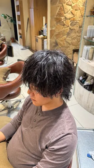 ショート カラー パーマ ヘアアレンジ メンズ シャドウパーマ 石見のヘアスタイル