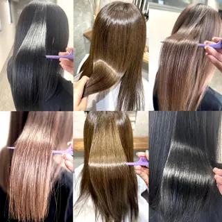 セミロング カラー ヘアアレンジ 松井那津子 /ハイライトブリーチのヘアスタイル