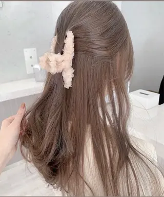 ミディアム カラー 40代以上限定 縮毛矯正モデル募集のヘアスタイル