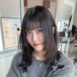 ミディアム 透明感ワンカラー梅田 ダブルカラー/川上のヘアスタイル