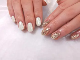 ネイル R'well所属・はばすみれ🎀ﾈｲﾙ 光ﾌｪｲｼｬﾙ ﾍｱのネイルデザイン