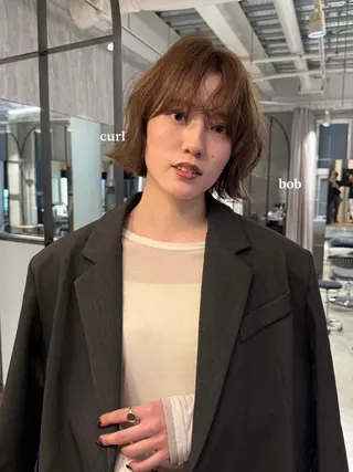 ミディアム 須藤 優真 切りっぱなしボブのヘアスタイル